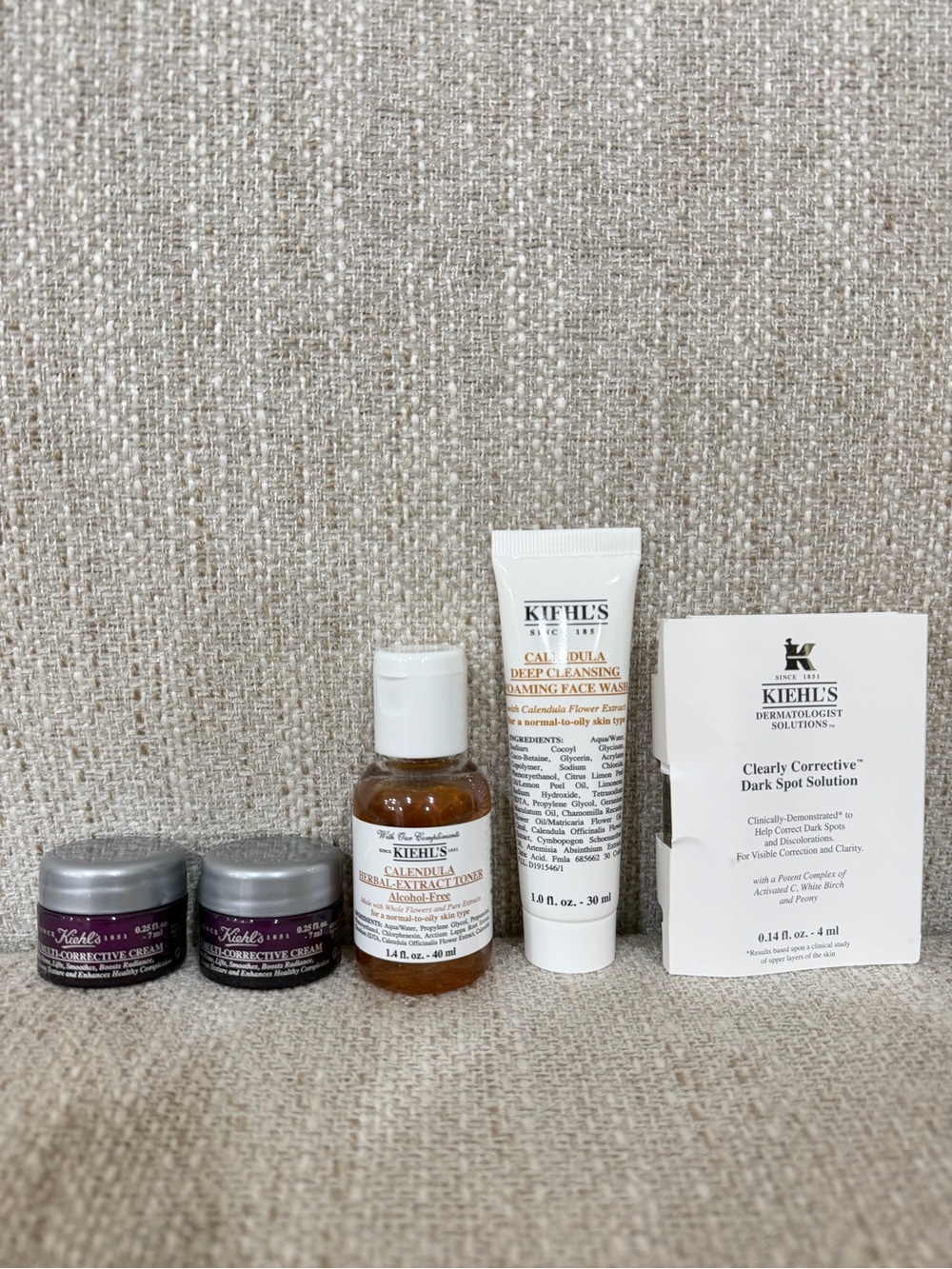 Kiehl’s 5pc Travel Skincare Set – 2 Corrective Creams, Calendula toner & Serum